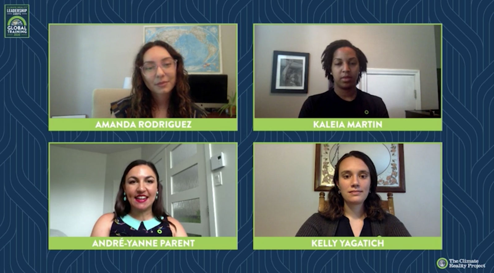 Image of live speakers for climate change virtual event.